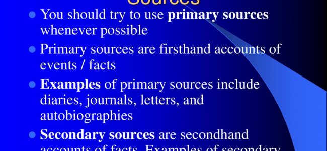 Sources primary types secondary tertiary presentation ppt powerpoint interviews journals